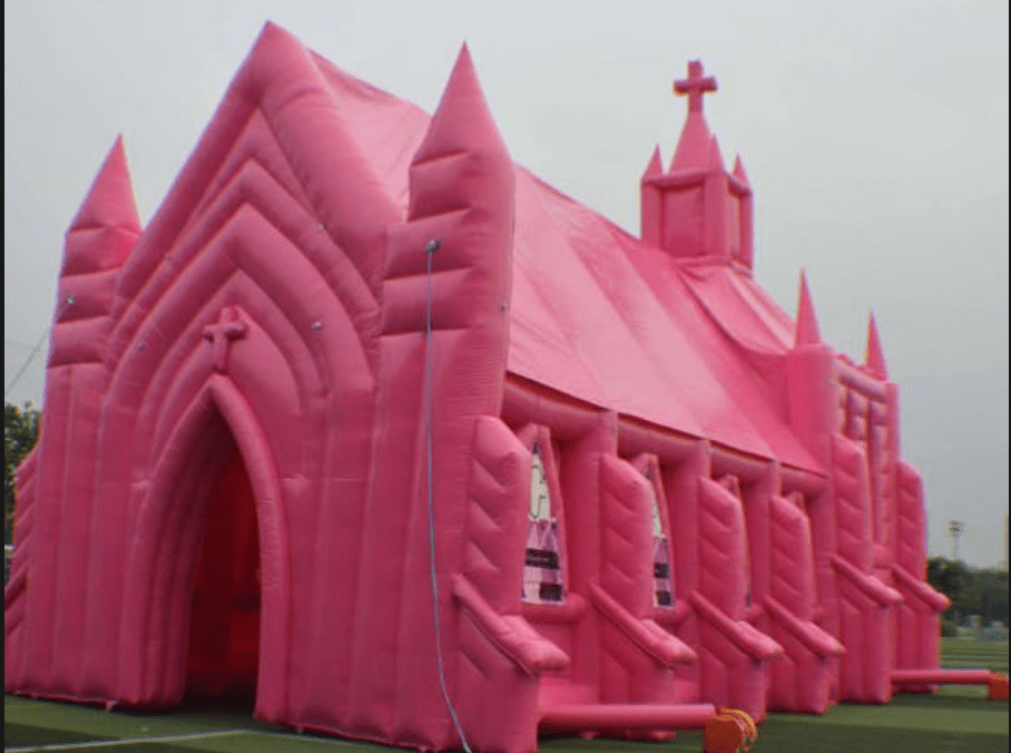 The Stop Shopping Choir inflatable pink church